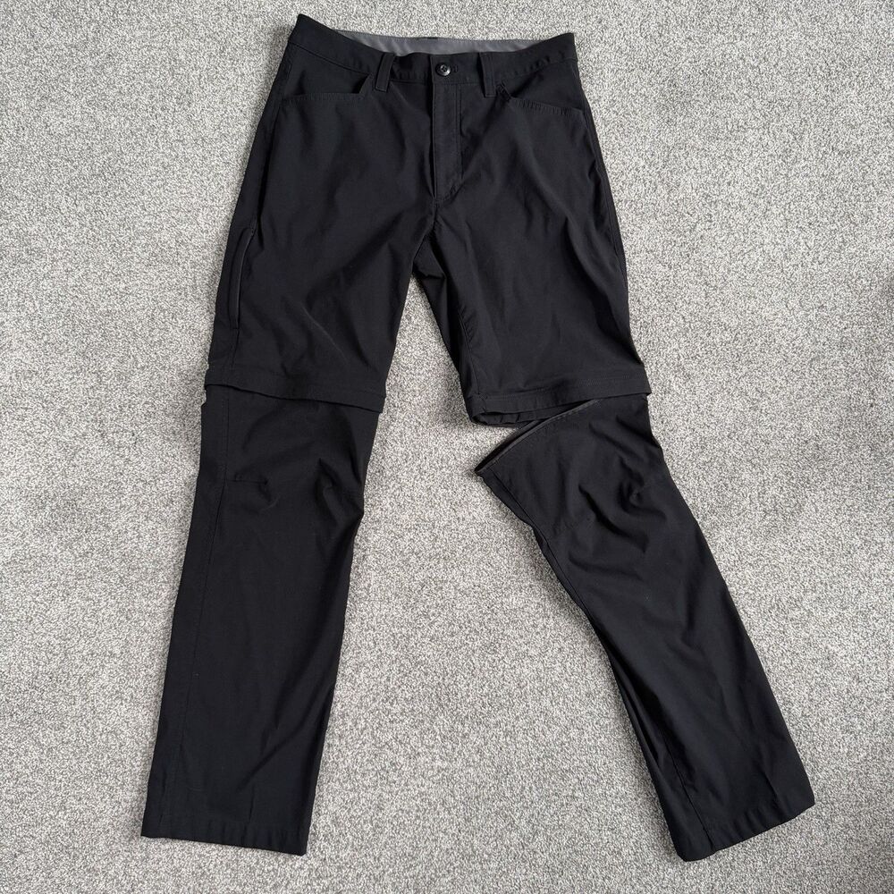 Eddie Bauer Convertible Tech Pants Mens Black Outdoor Hiking Size 32x32 (31x31)